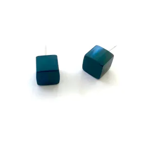 Evergreen Midi Cube Stud Earrings