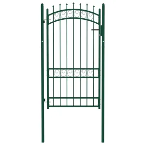 Fence Gate with Spikes Steel 100x175 cm Green