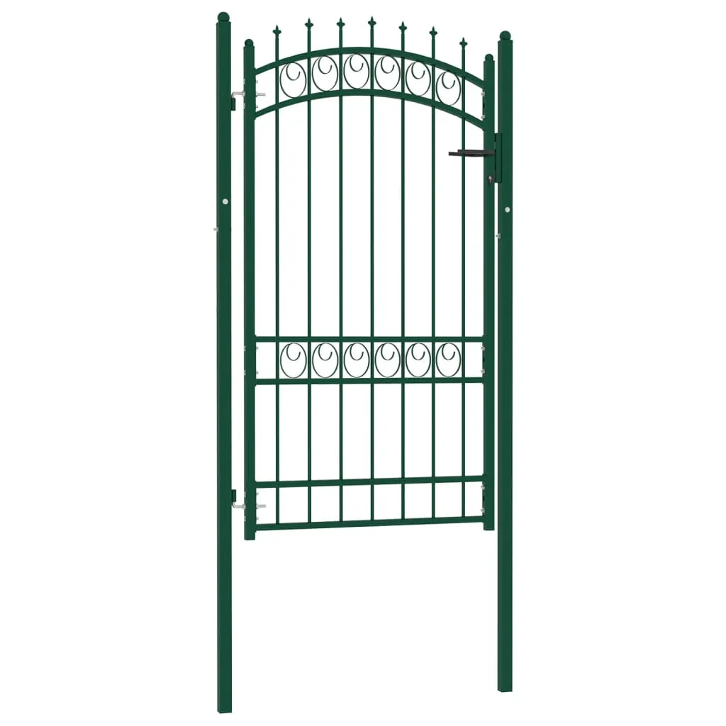 Fence Gate with Spikes Steel 100x175 cm Green