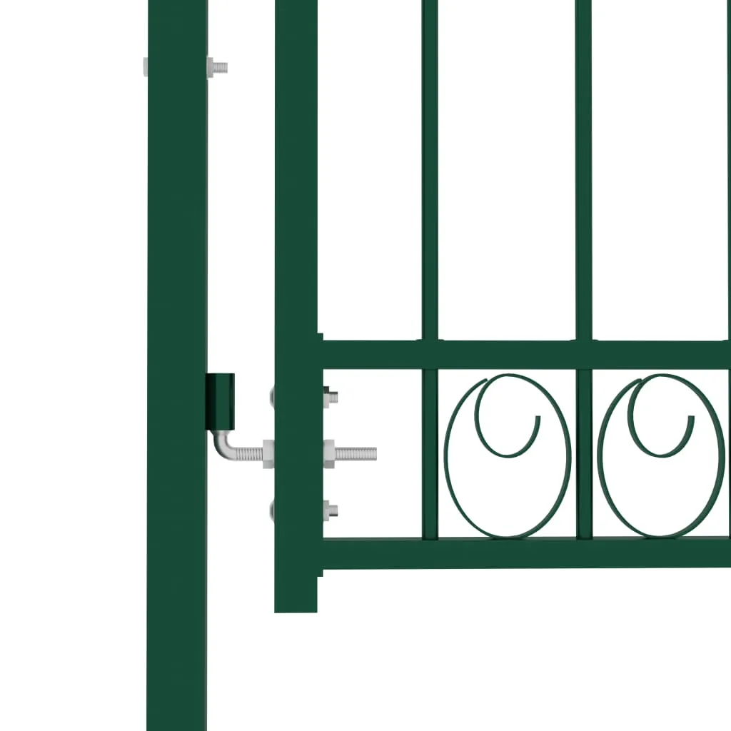 Fence Gate with Spikes Steel 100x175 cm Green