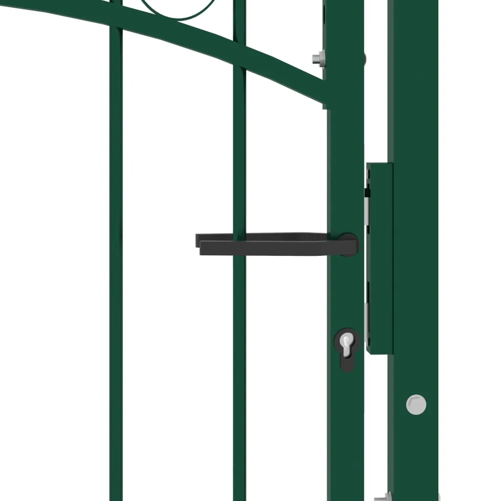 Fence Gate with Spikes Steel 100x175 cm Green