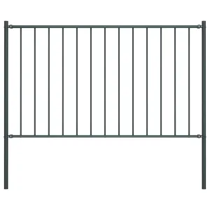 Fence Panel with Posts Powder-coated Steel 1.7x0.75 m Anthracite