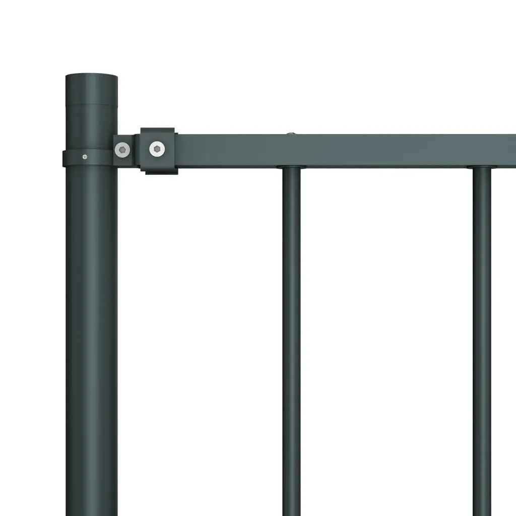 Fence Panel with Posts Powder-coated Steel 1.7x0.75 m Anthracite