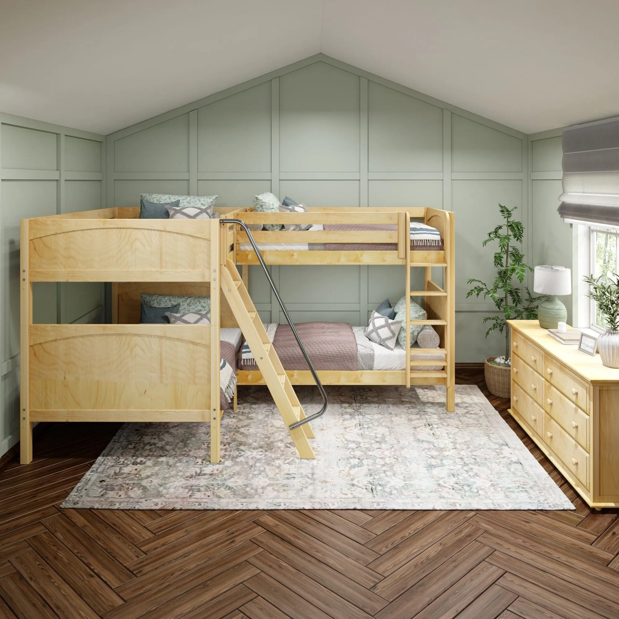 Full   Twin High Corner Bunk with Ladders