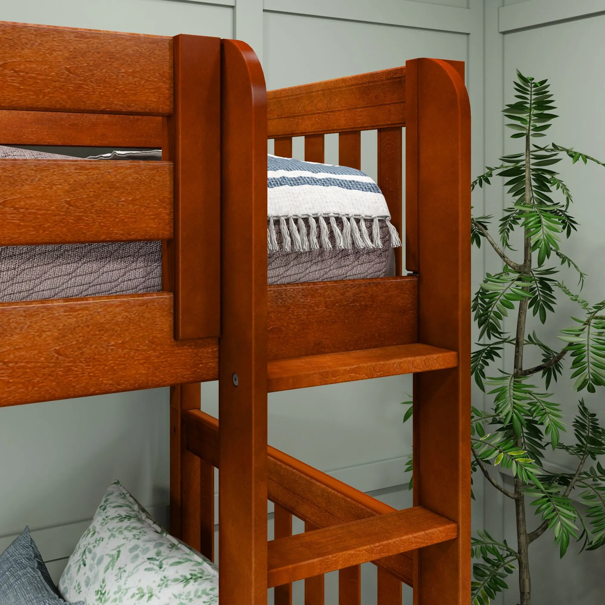 Full   Twin High Corner Bunk with Ladders