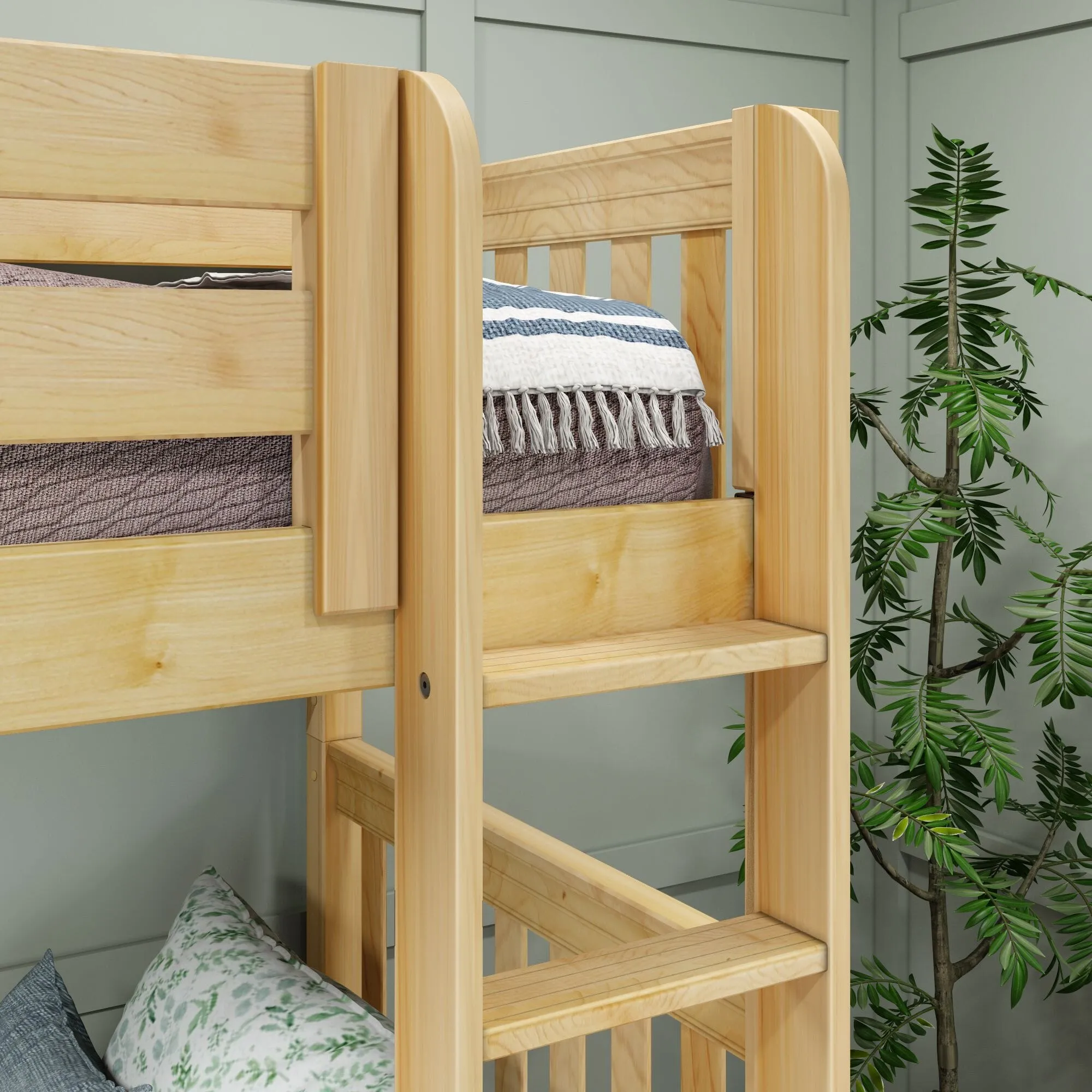 Full   Twin High Corner Bunk with Ladders