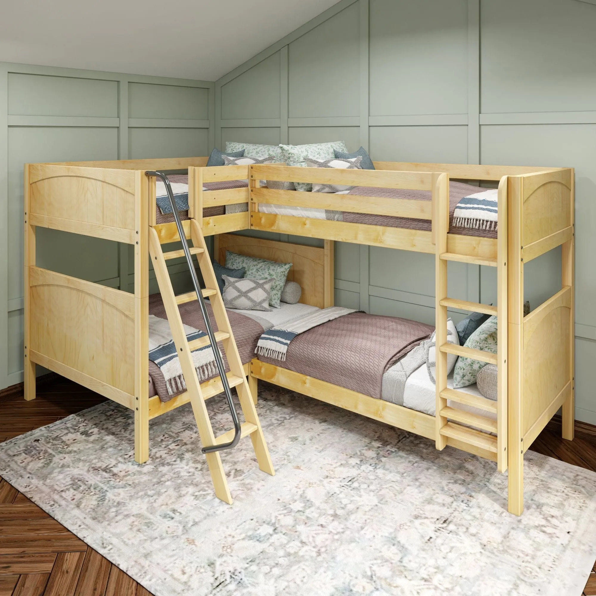 Full   Twin High Corner Bunk with Ladders