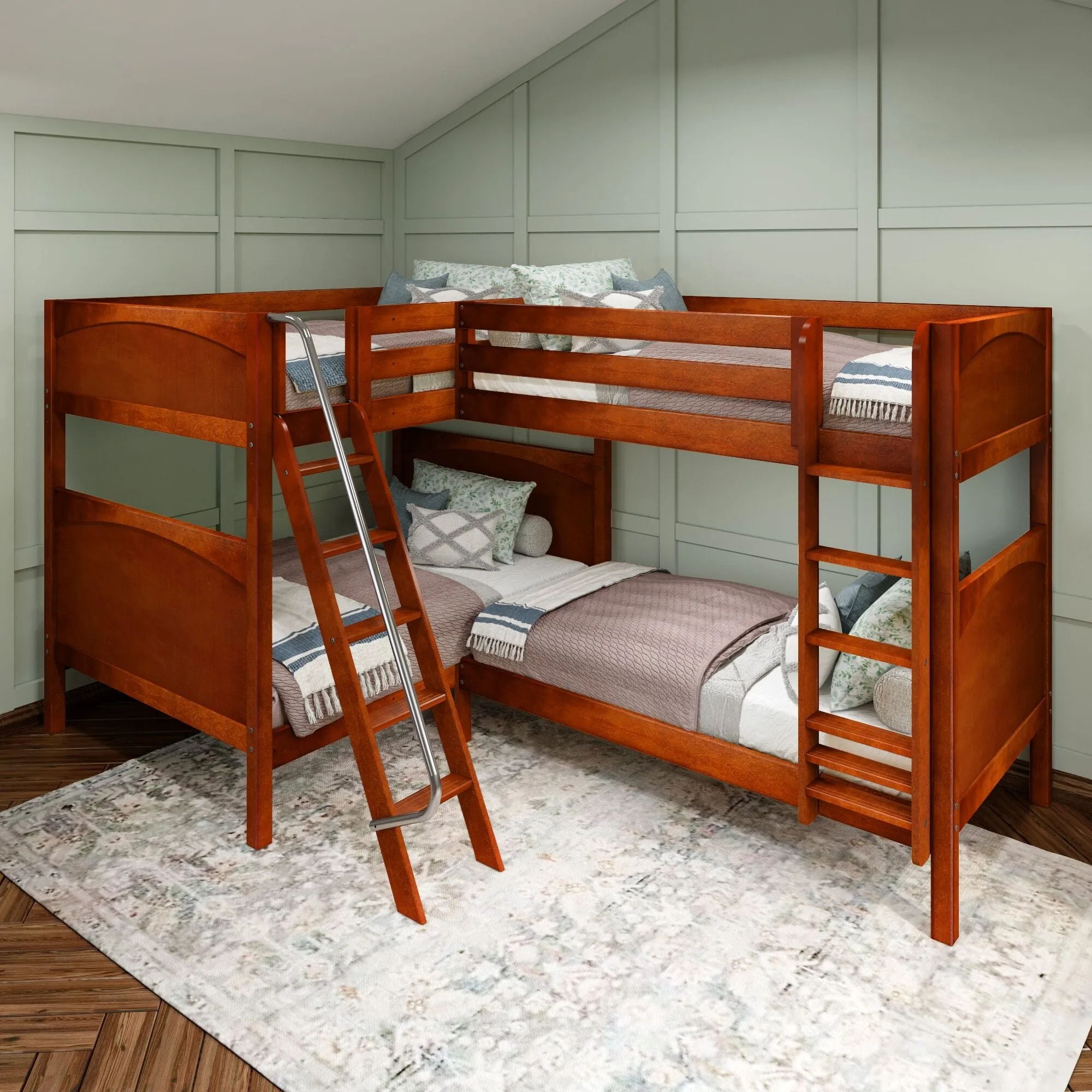 Full   Twin High Corner Bunk with Ladders