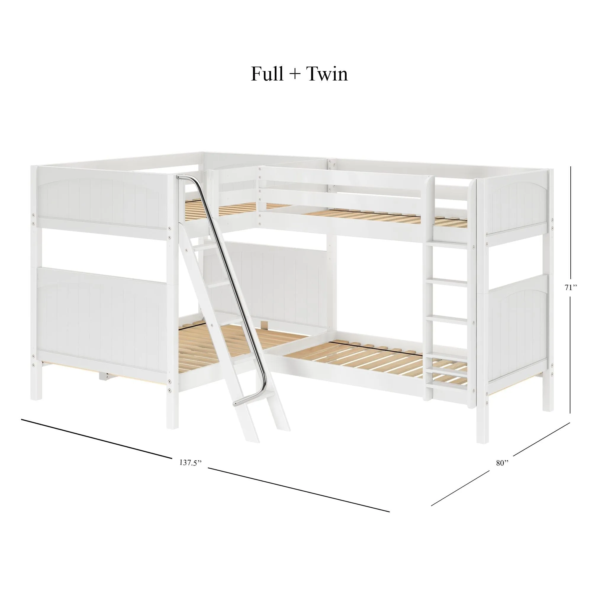 Full   Twin High Corner Bunk with Ladders