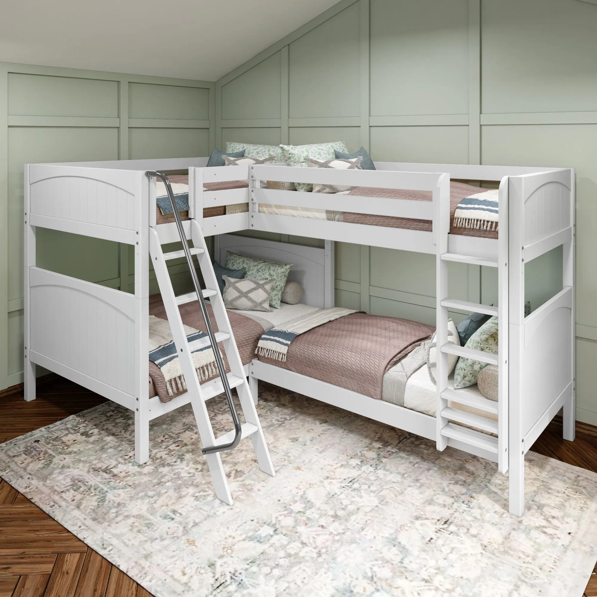 Full   Twin High Corner Bunk with Ladders