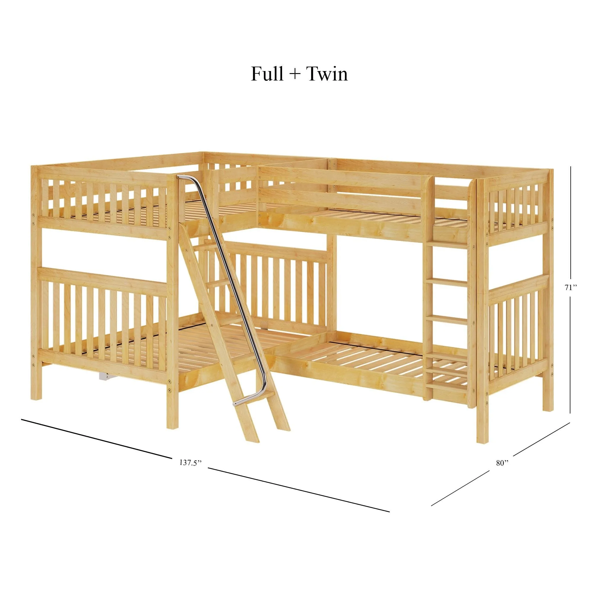 Full   Twin High Corner Bunk with Ladders