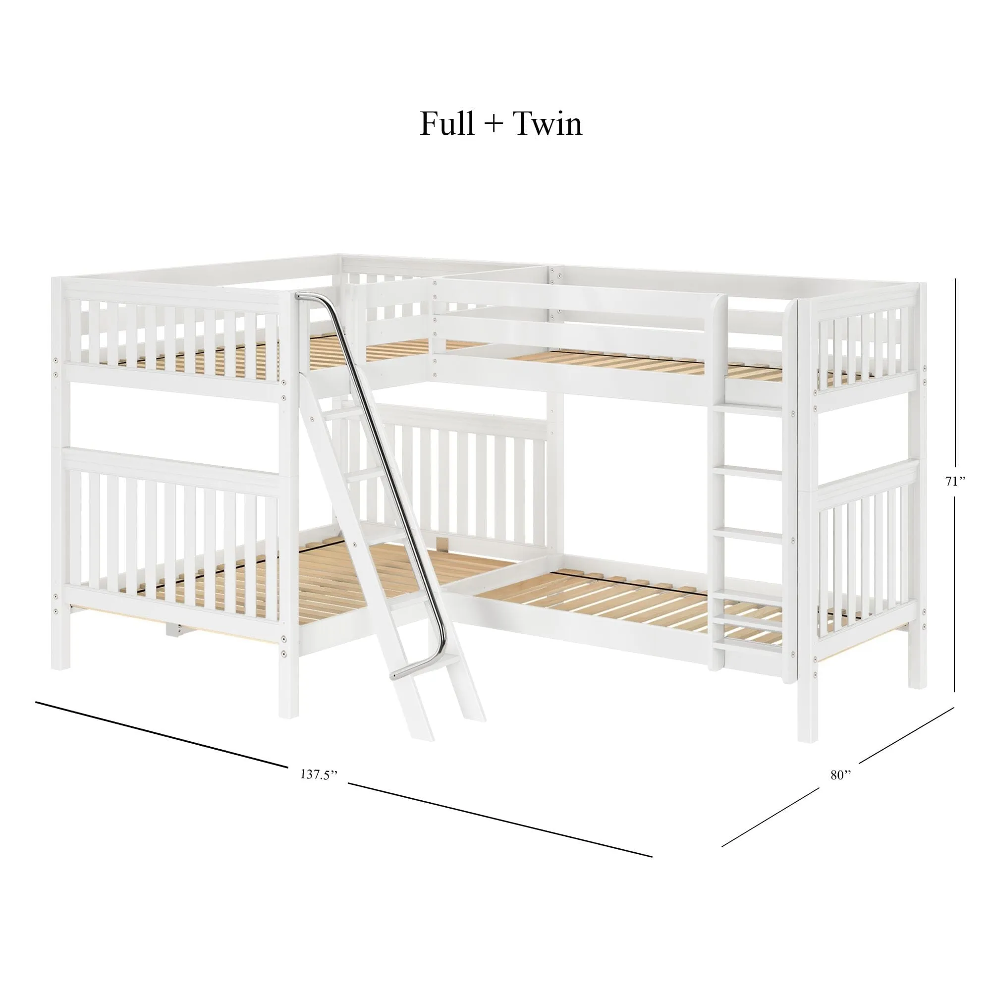 Full   Twin High Corner Bunk with Ladders