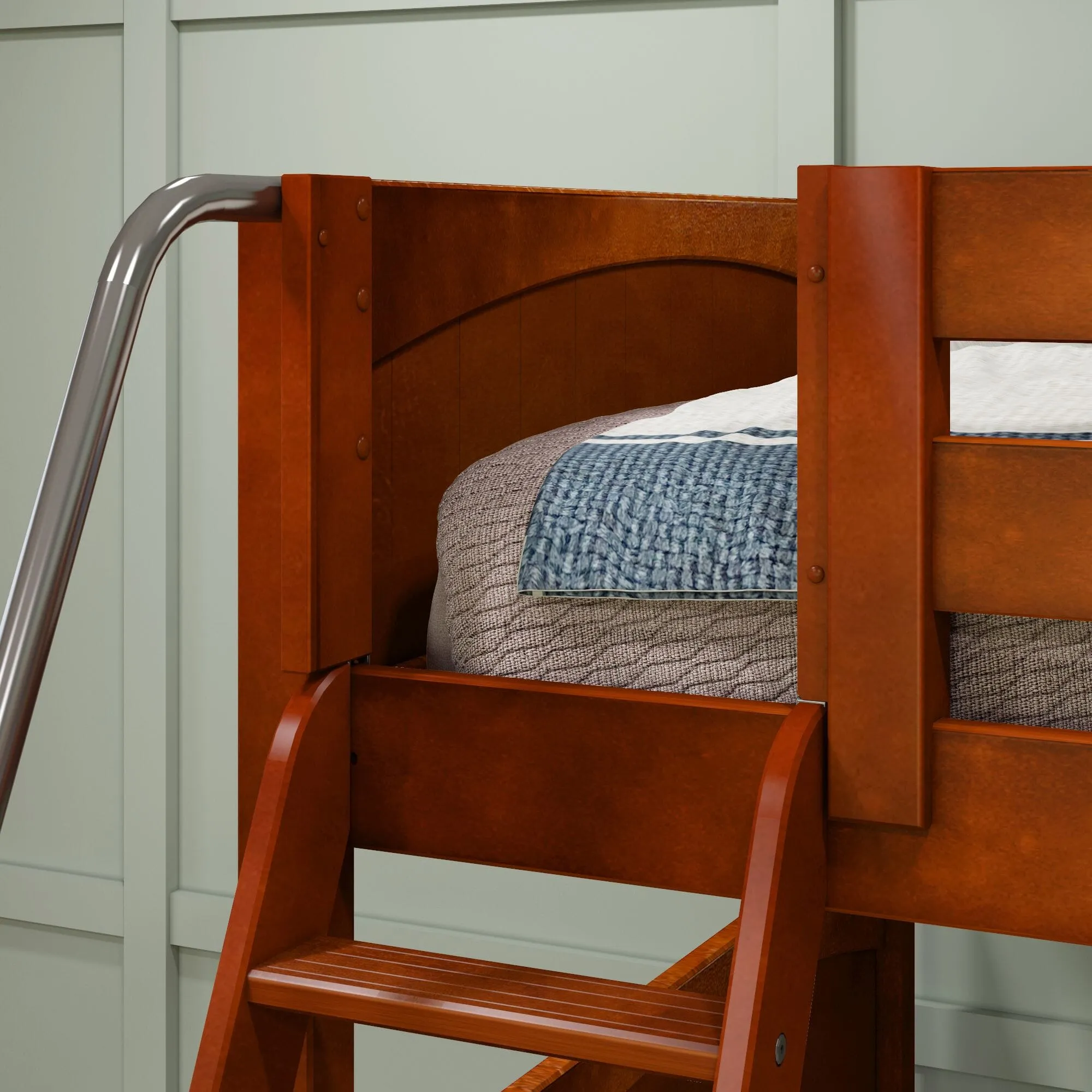 Full   Twin High Corner Bunk with Ladders