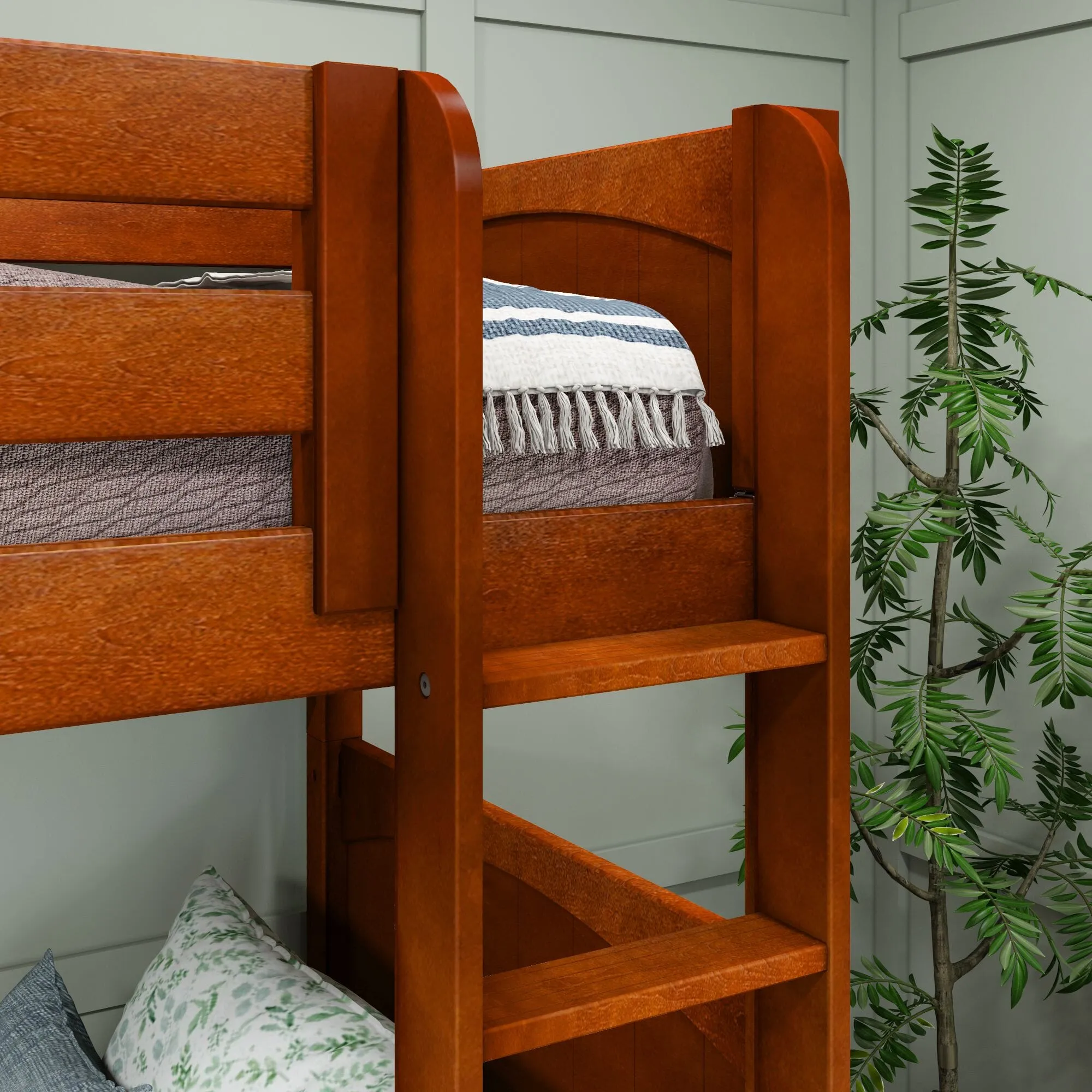 Full   Twin High Corner Bunk with Ladders