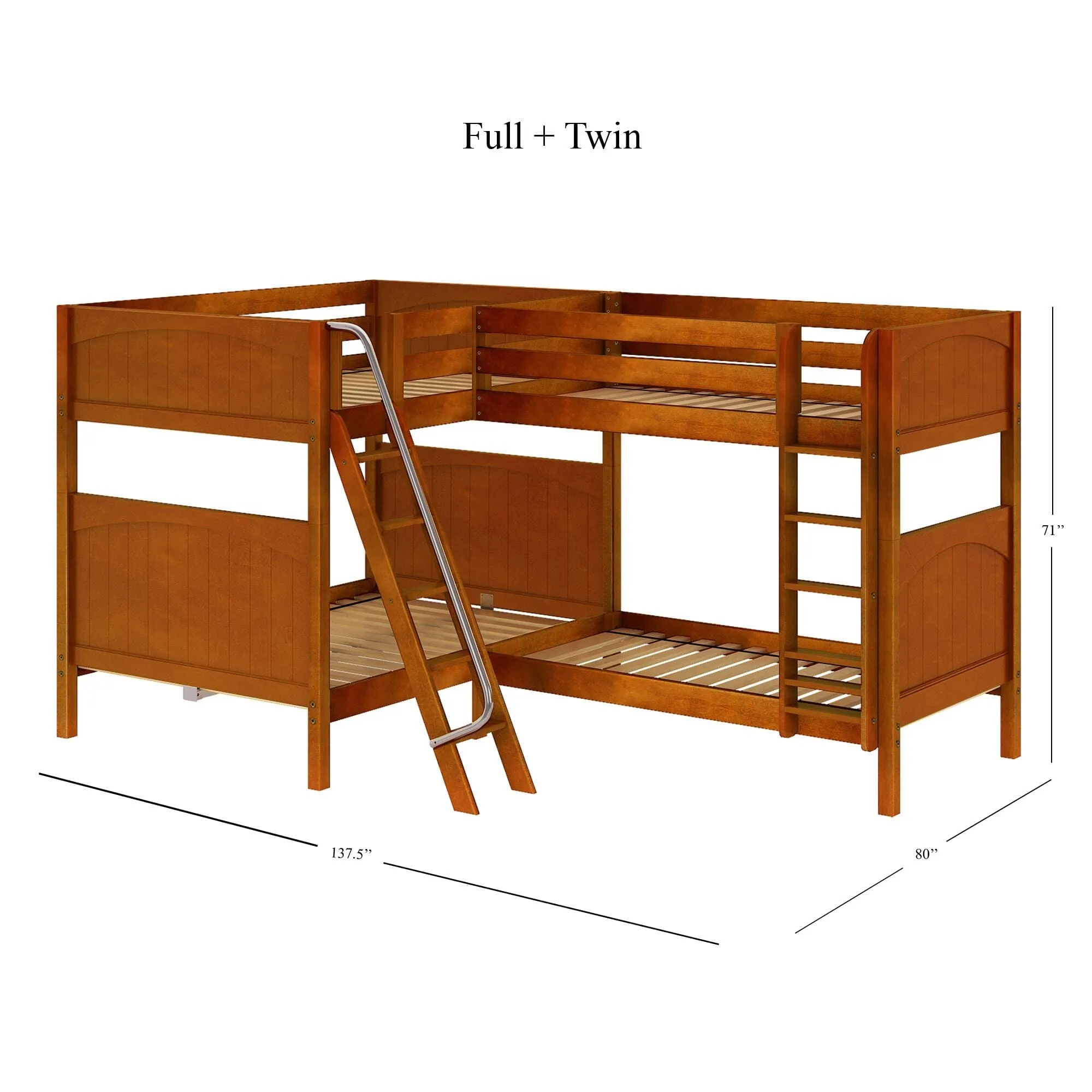 Full   Twin High Corner Bunk with Ladders