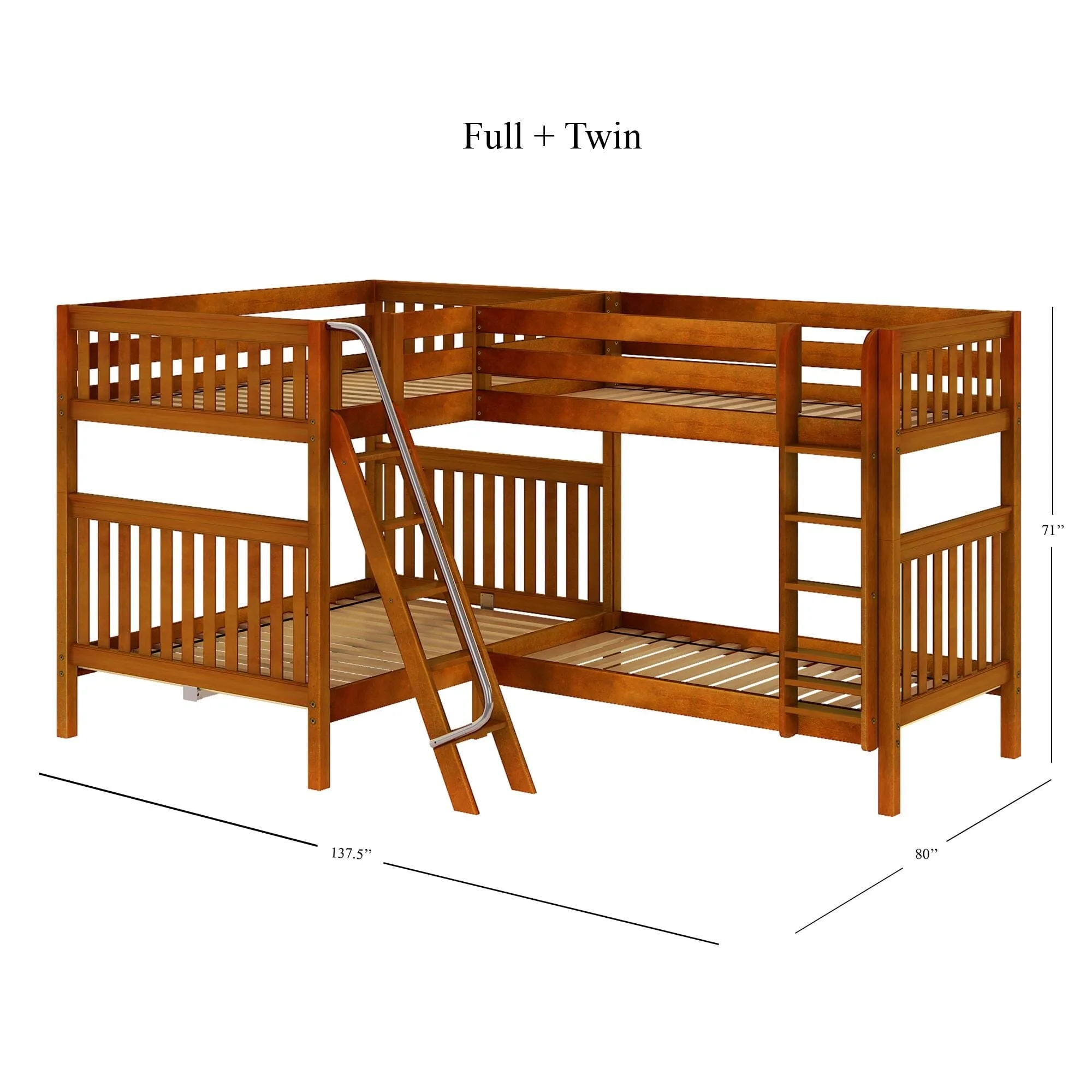 Full   Twin High Corner Bunk with Ladders