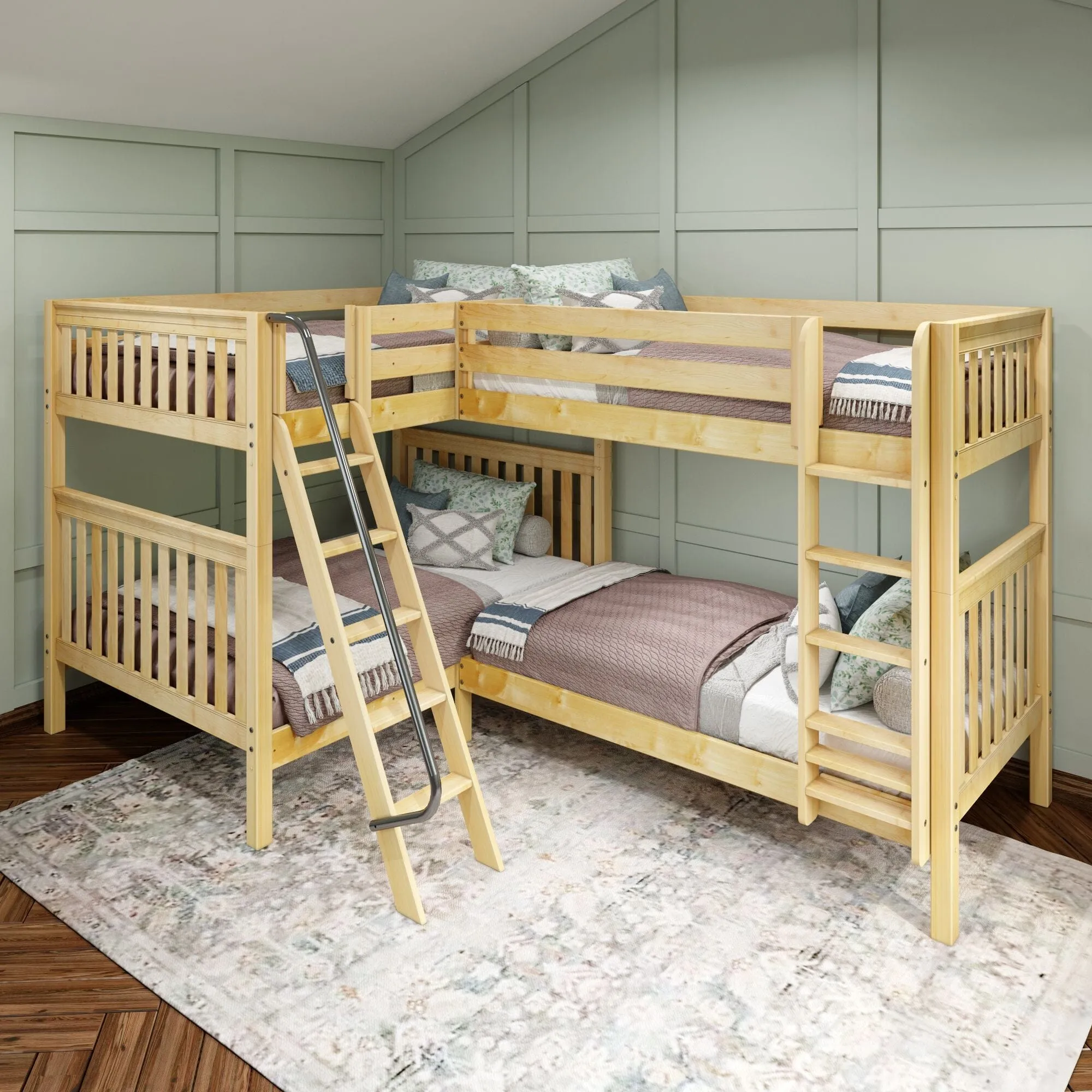 Full   Twin High Corner Bunk with Ladders