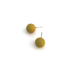 Golden Chartreuse Matte Ball Stud Earrings