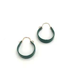 Green Vintage Enamel Hoop Earrings