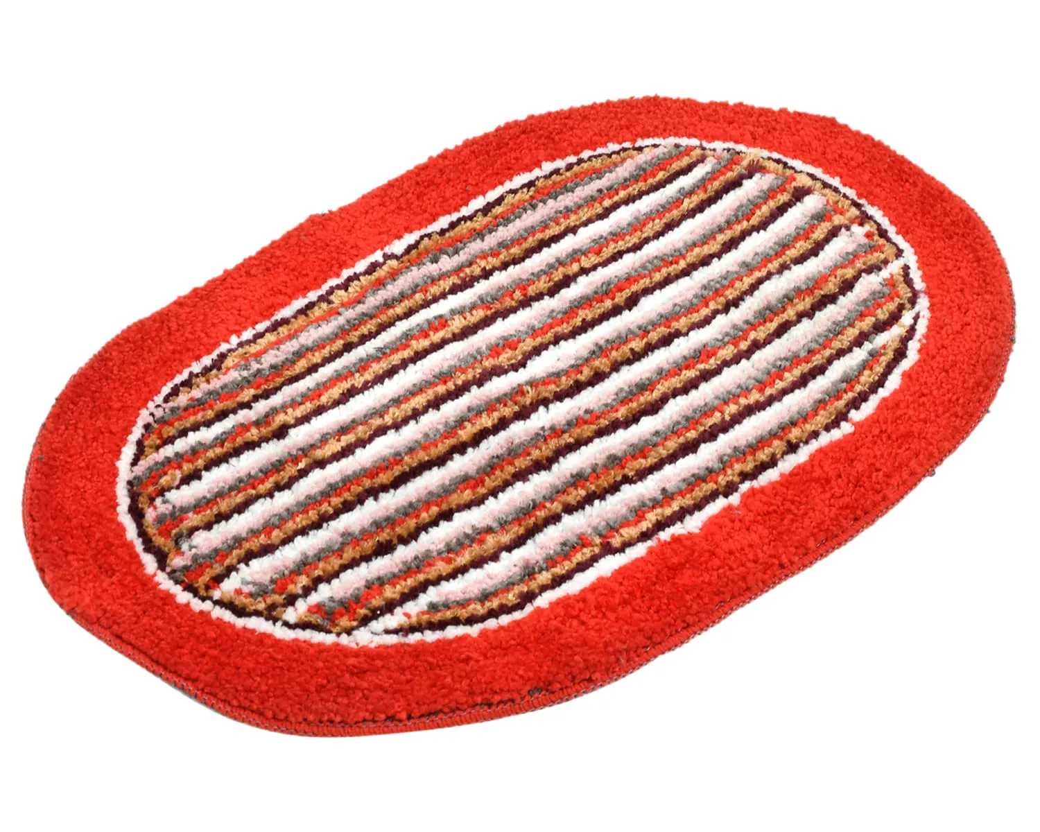 Heart Home Strips Design Soft Cotton Doormat Dirts Trapper Mat Bath Door Mat Machine Washable for Porch/Kitchen/Bathroom/Laundry Room- Pack of 2 (Red)-50HH01899