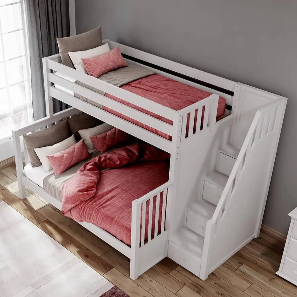 High Twin XL over Queen Bunk Bed with Stairs