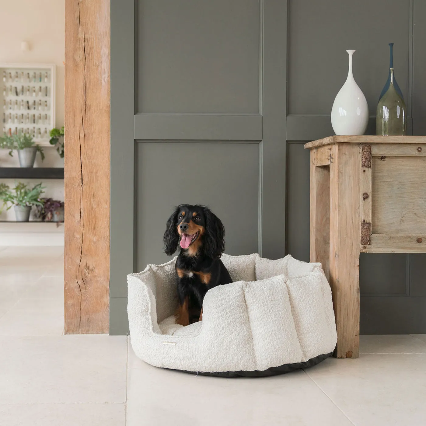 High Wall Bed With Removable Covers in Ivory Bouclé by Lords & Labradors