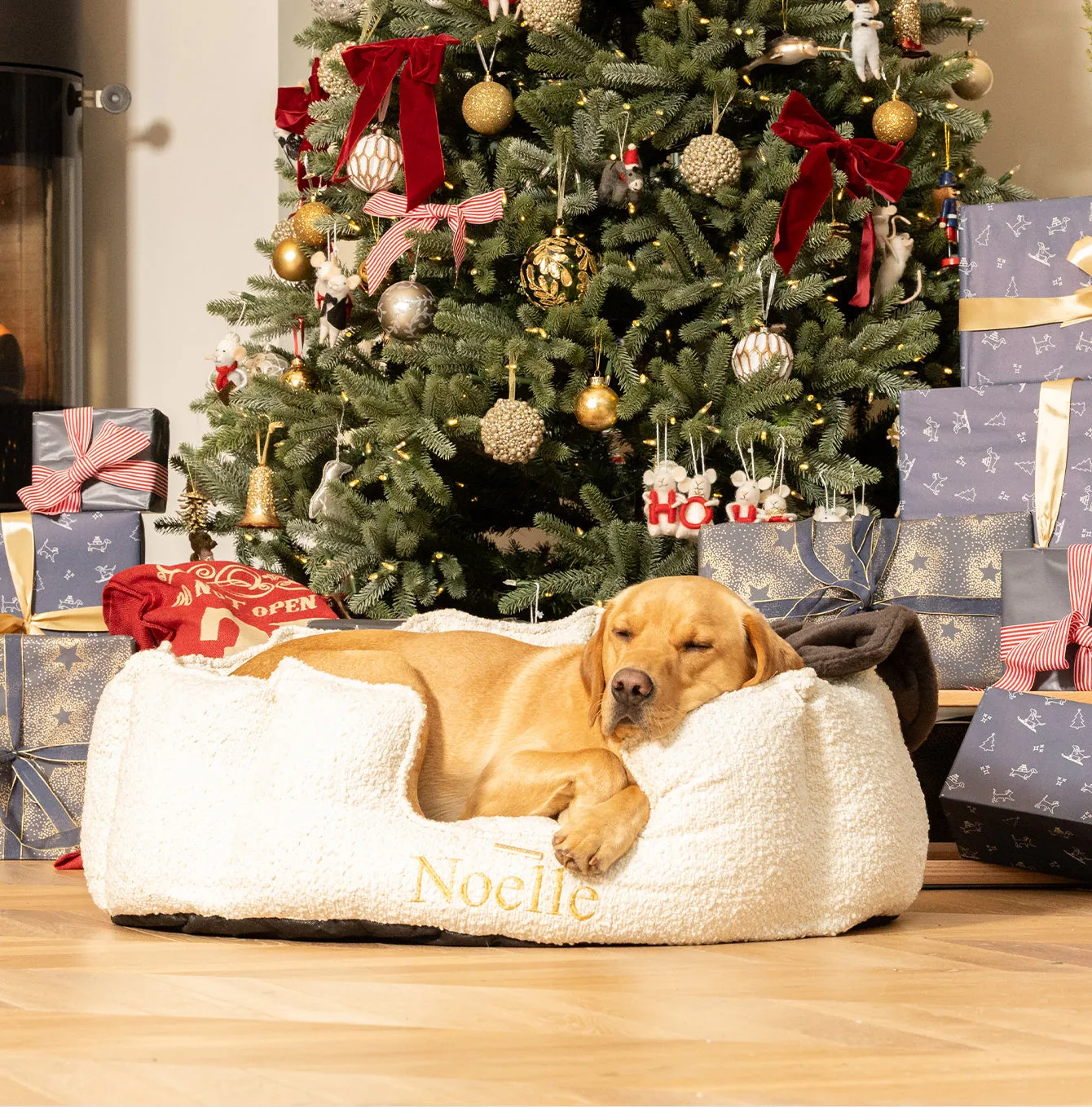 High Wall Bed With Removable Covers in Ivory Bouclé by Lords & Labradors