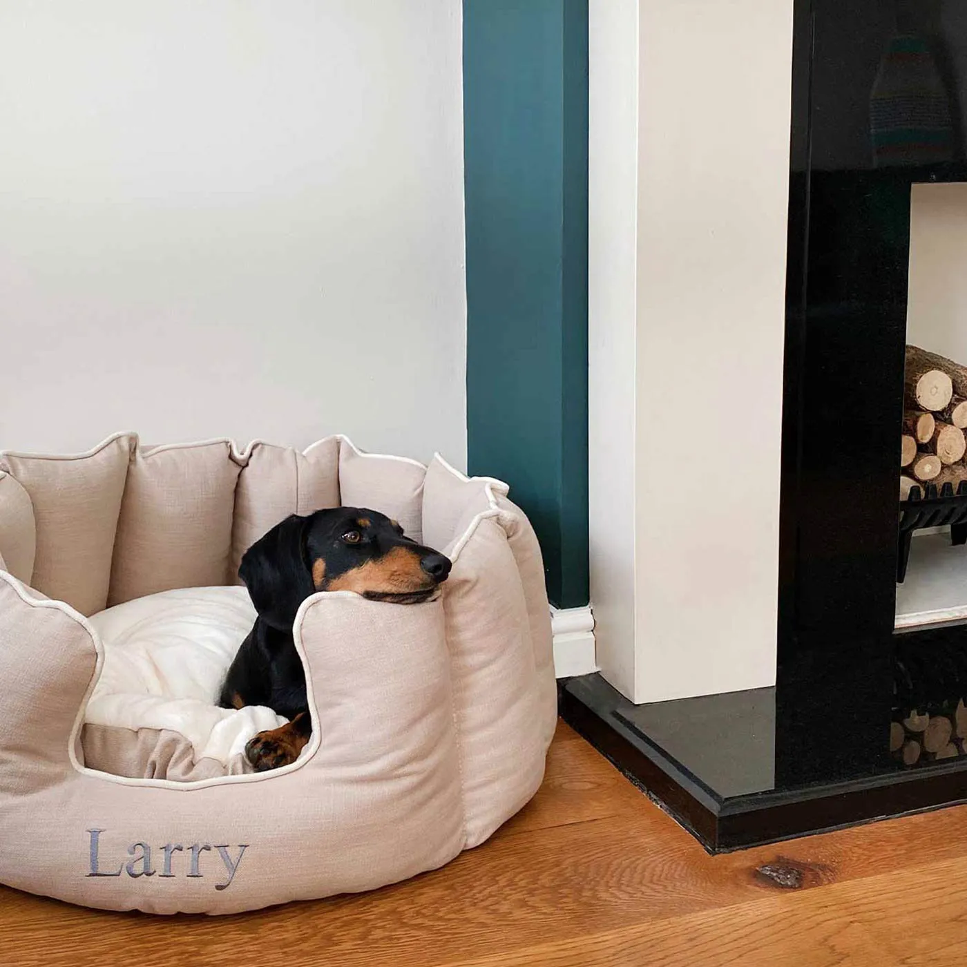 High Wall Bed With Removable Covers in Savanna Oatmeal by Lords & Labradors