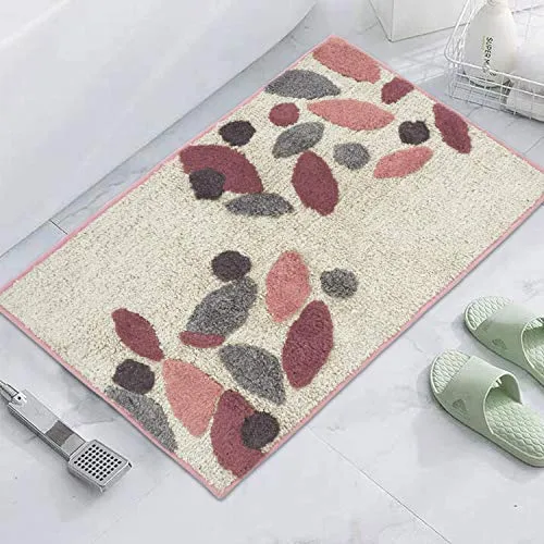 HOKIPO® Large 50x80cm Soft Cotton Bath Mats for Home, Pink (IN-172-PNK)