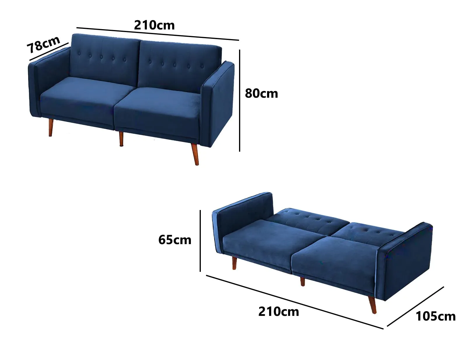 Home Berman Fulton Sofa Bed VELVET BLUE