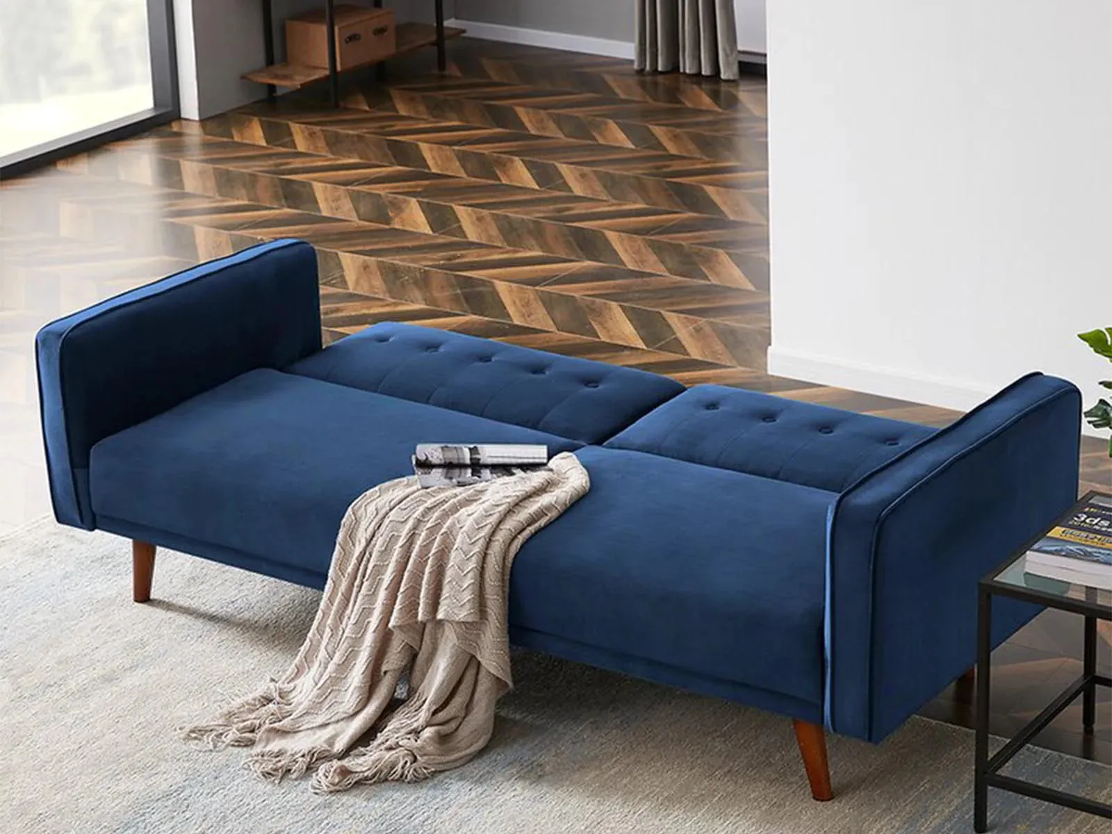 Home Berman Fulton Sofa Bed VELVET BLUE