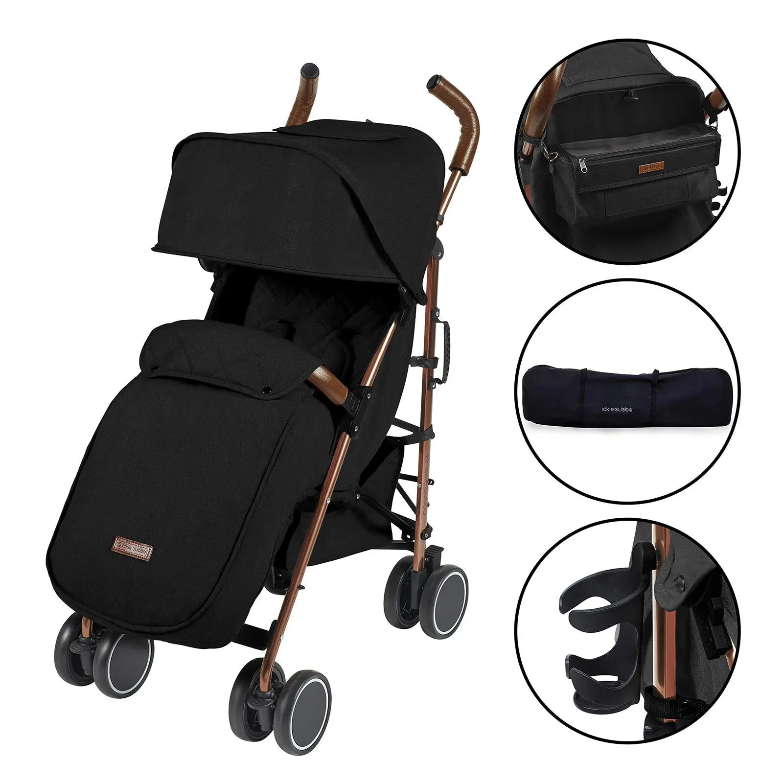 Ickle Bubba Discovery Prime Stroller - Black & Rose