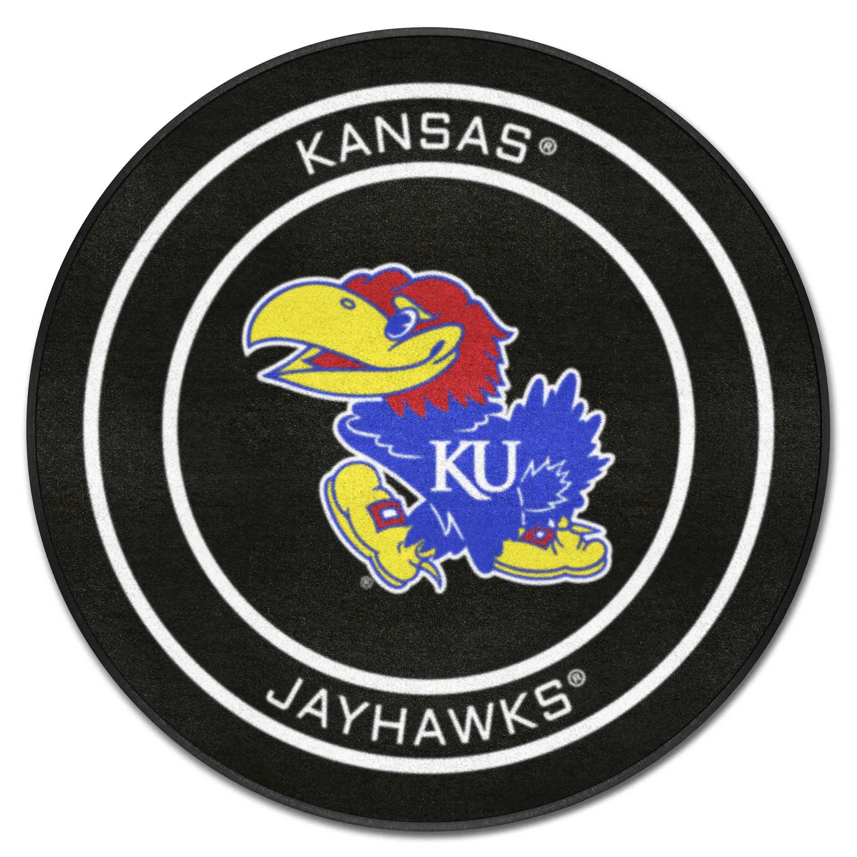 Kansas Hockey Puck Rug - 27in. Diameter