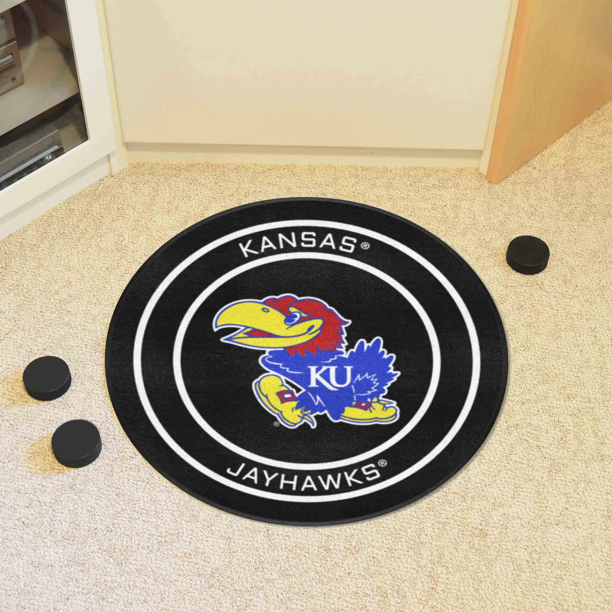 Kansas Hockey Puck Rug - 27in. Diameter