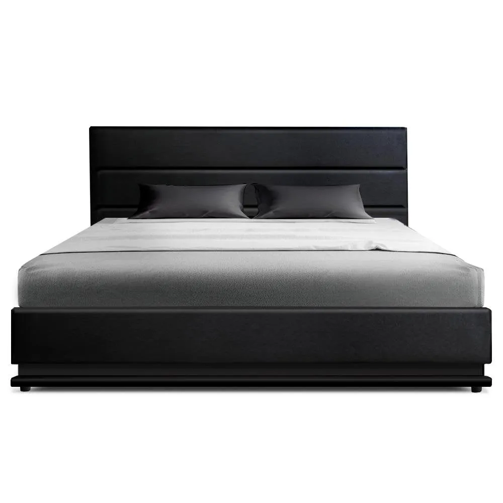 King Ultra Package | Henley LED Bed Black, 2 x LED Bedside Tables, Platinum Series Dual Euro Top Mattress, Pillowtop Mattress Topper & 4 x Pillows