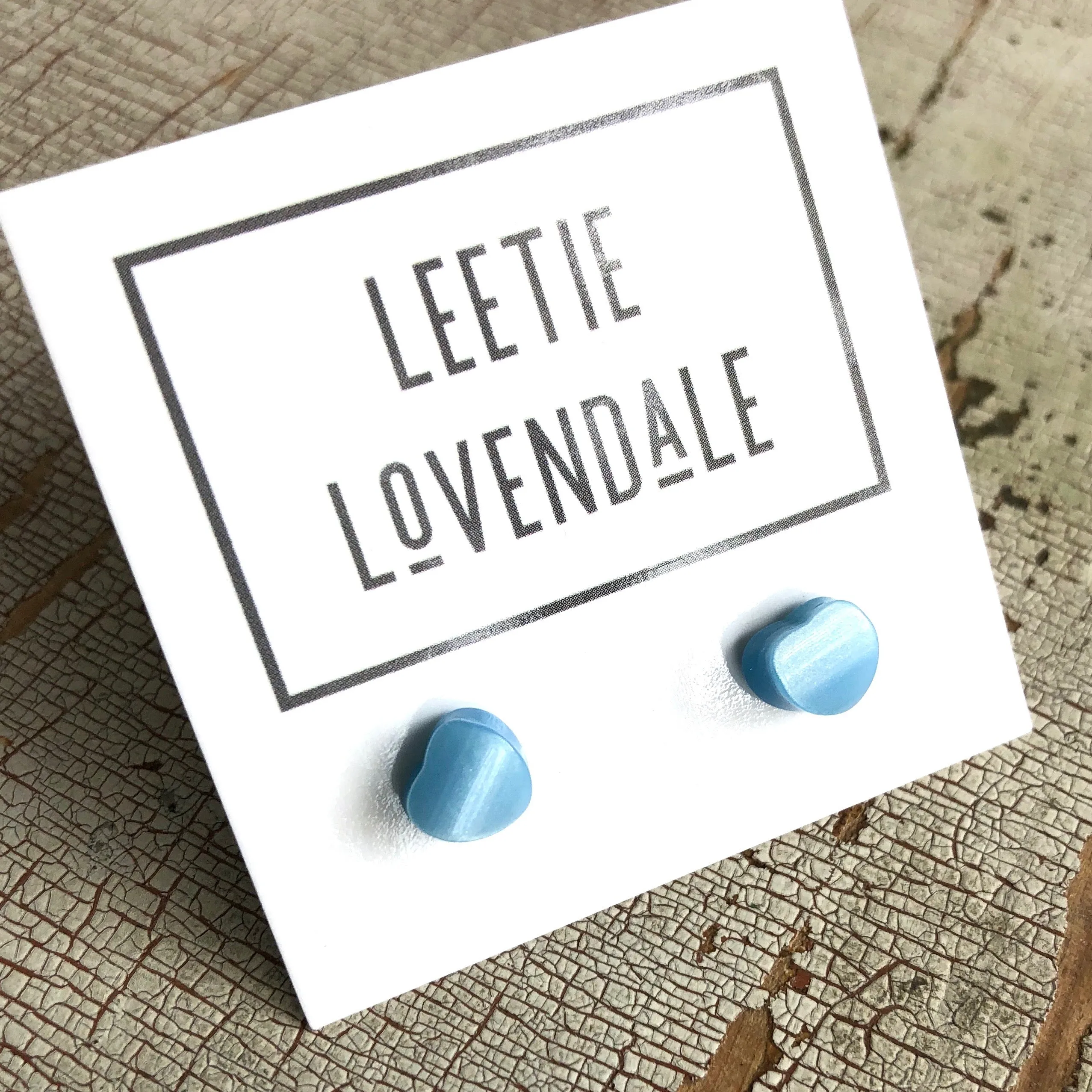 Light Blue Moonglow Heart Studs