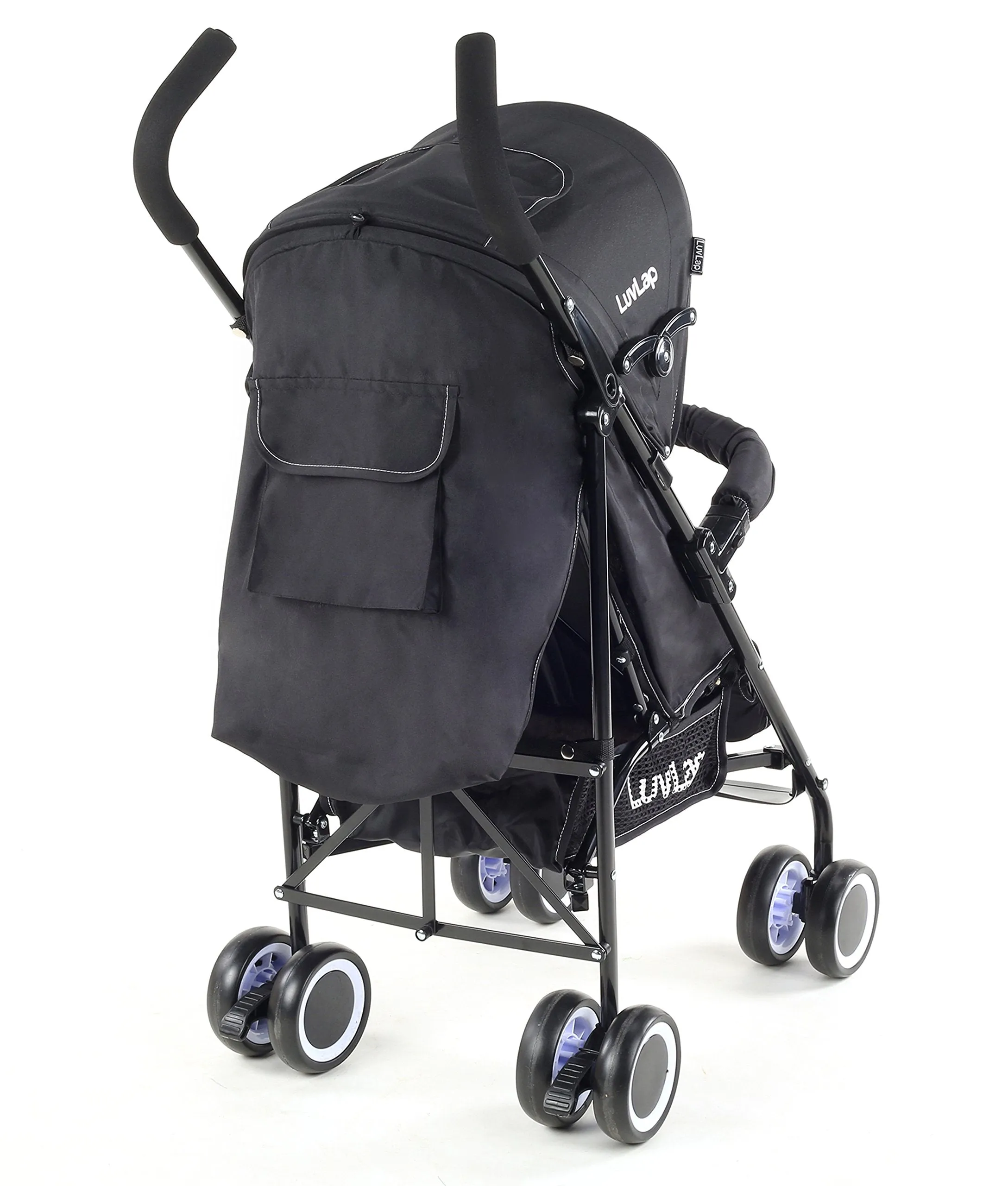 LuvLap City Baby Stroller / Buggy, Compact & Travel friendly baby pram, for Baby & Kids, 6-36 Months, with 5 point safety harness, adjustable seat recline, extendable canopy, 15Kg capacity (Black)