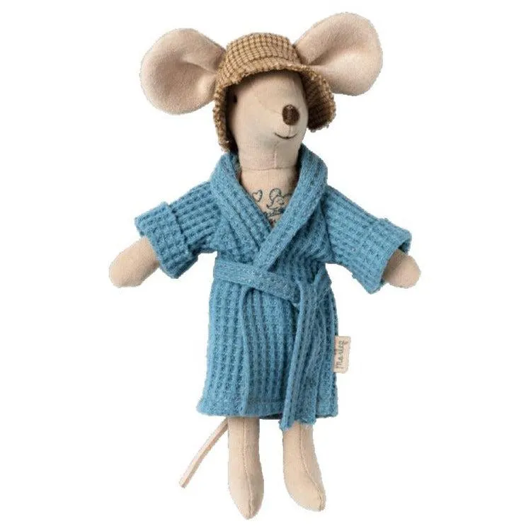 Maileg - Dusty blue bathrobe for Dad mouse