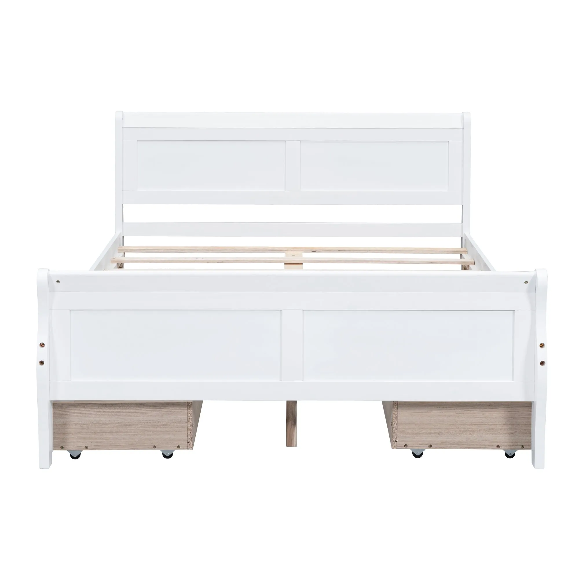 Meg Full Size Wood Platform Bed with 4 Drawers - White