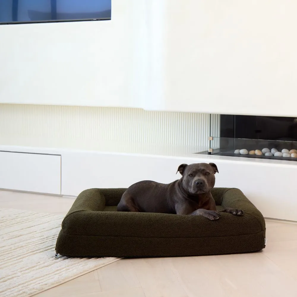 Memory Foam Dog Bed - Polar Fleece Olive