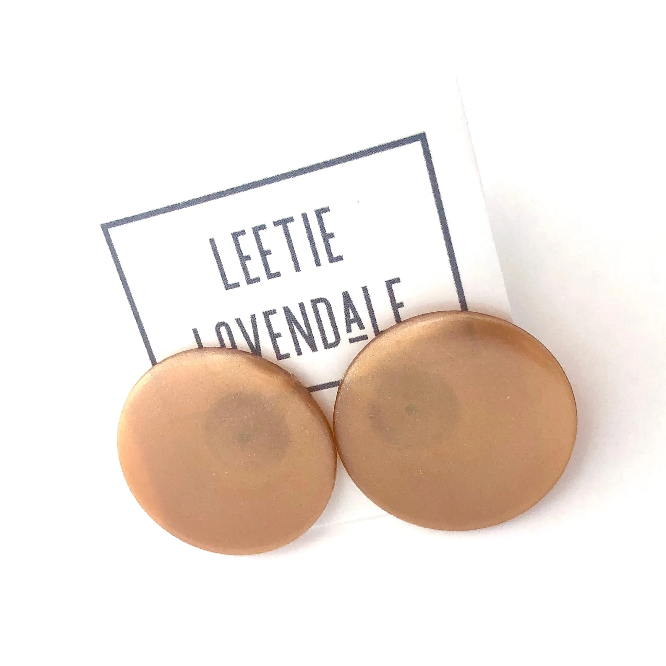 Metallic Copper Disc Stud Earrings