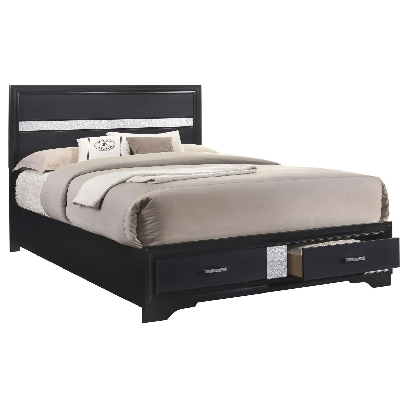 Miranda Eastern King 2-drawer Storage Bed Black