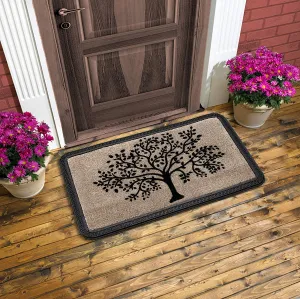 OnlyMat Elegant Beige Colour Soft QuickDry Tree Flocked Anti-Slip Bathroom Door Mat