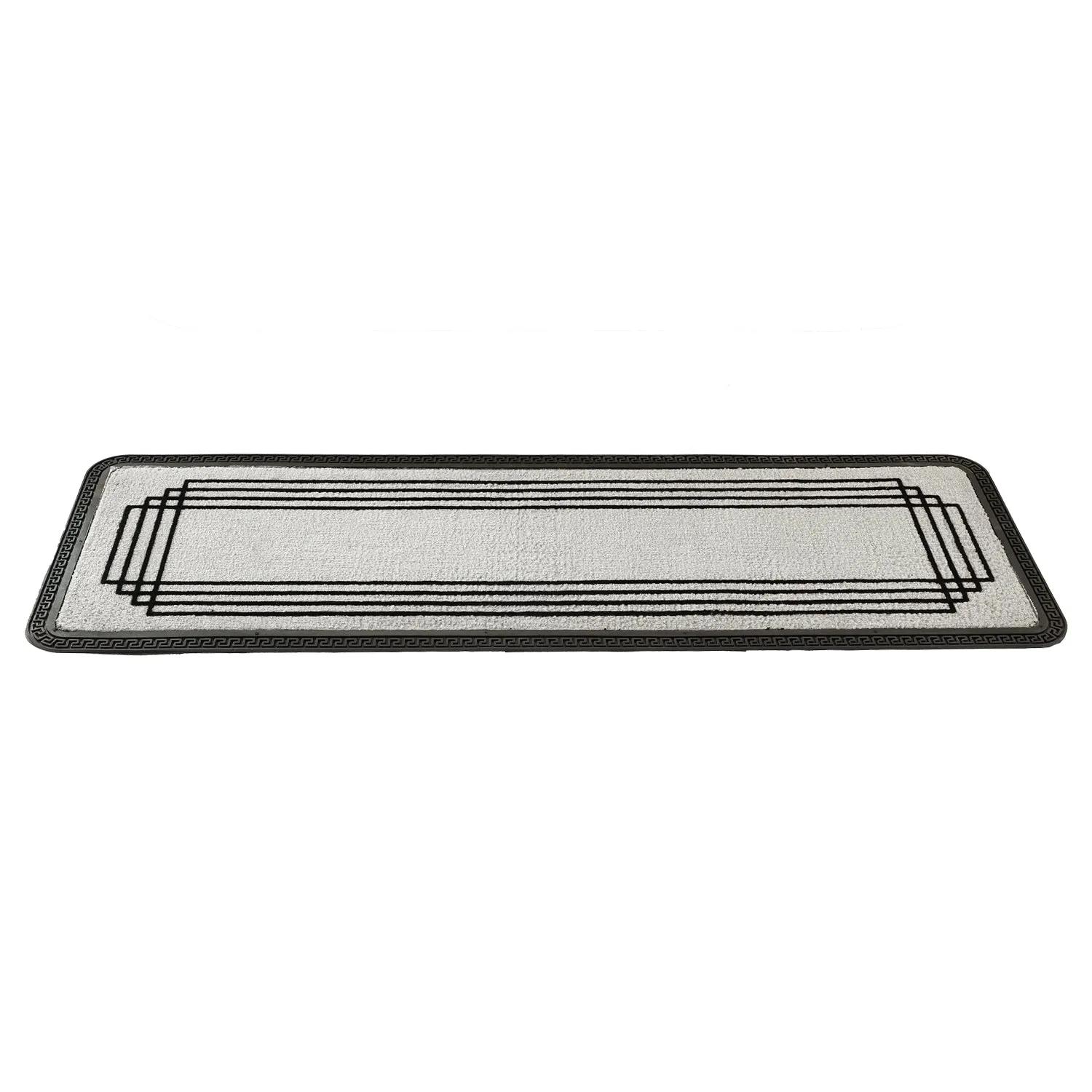 OnlyMat Elegant Soft Anti-Skid Polypropylene Lines Pattern Flocked Floor Mat -GREY , 40 cm x 120 cm