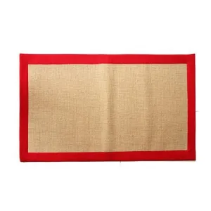 OnlyMat Handwoven Jute Floor Mat with Red Border