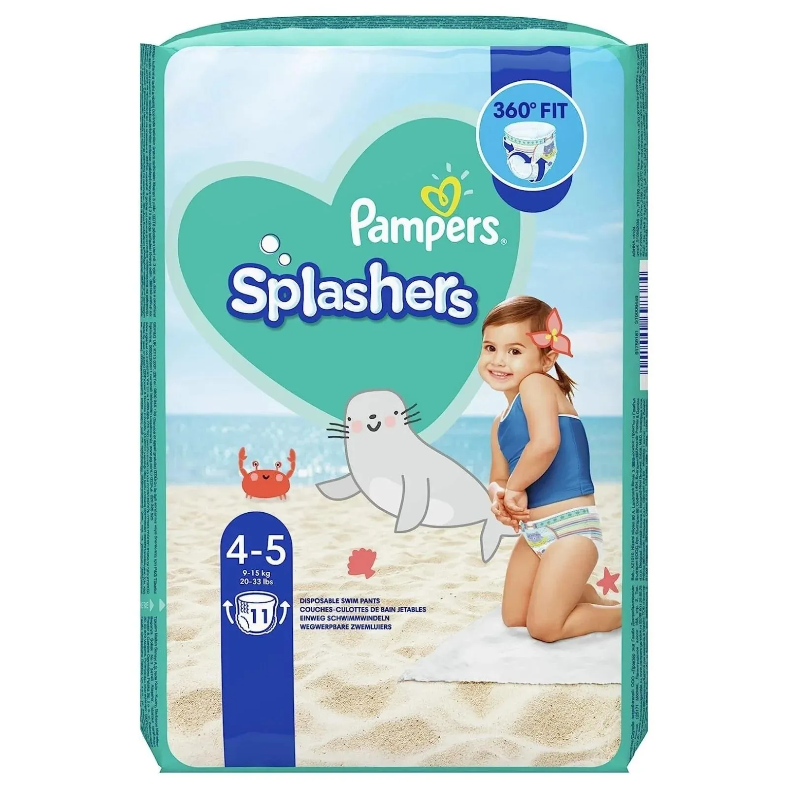 Pampers Splashers Nappies Baby Shark Size4/Maxi 11CT