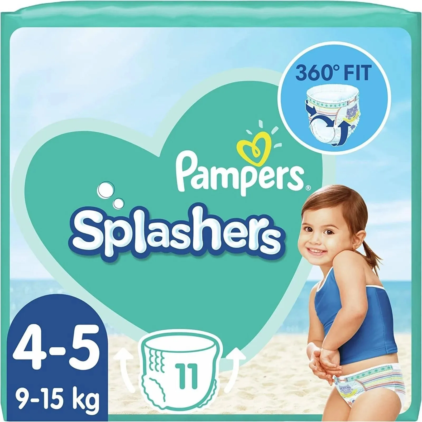 Pampers Splashers Nappies Baby Shark Size4/Maxi 11CT