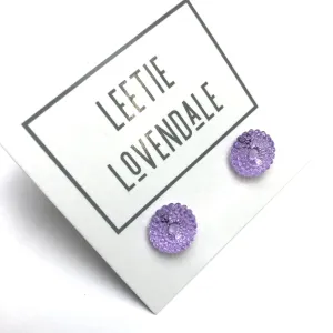 Purple Ruffled Stud Earrings