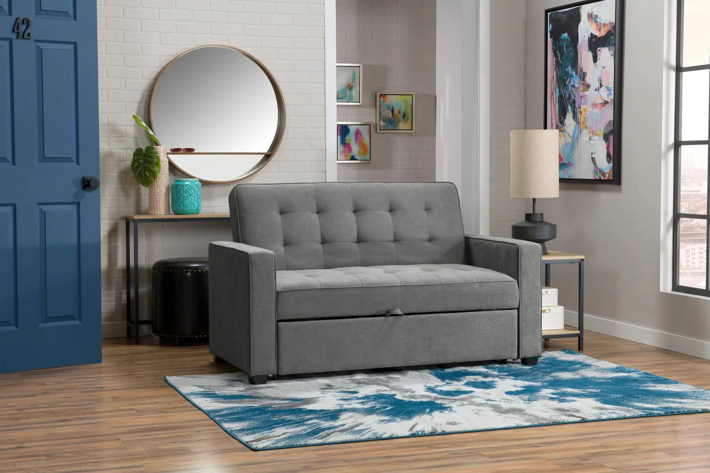 Reilly Velvet Futon - Grey