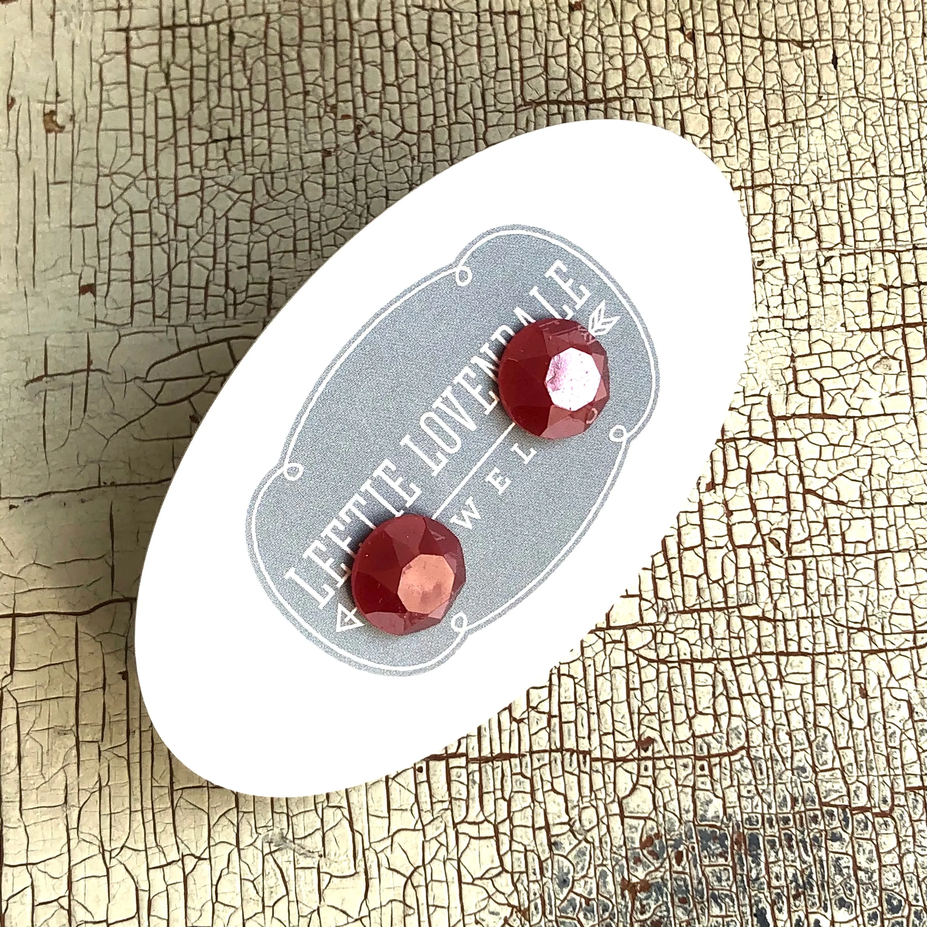 Ruby Red Luster Faceted Gem-Style Lily Stud Earrings